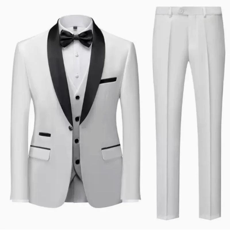 Costume de smoking décontracté pour homme, de marque haut de gamme, style boutique, blazer, gilet et