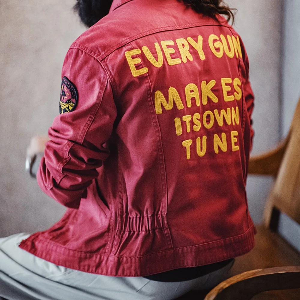 Maden nouvelle veste Vintage brodée 12MJZ lettre robuste rouge coupe ajustée toile revers manteau ho