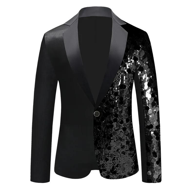 Nouvelle veste de costume de luxe à sequins pour homme, blazer tendance pour chanteur, bar, KTV, per