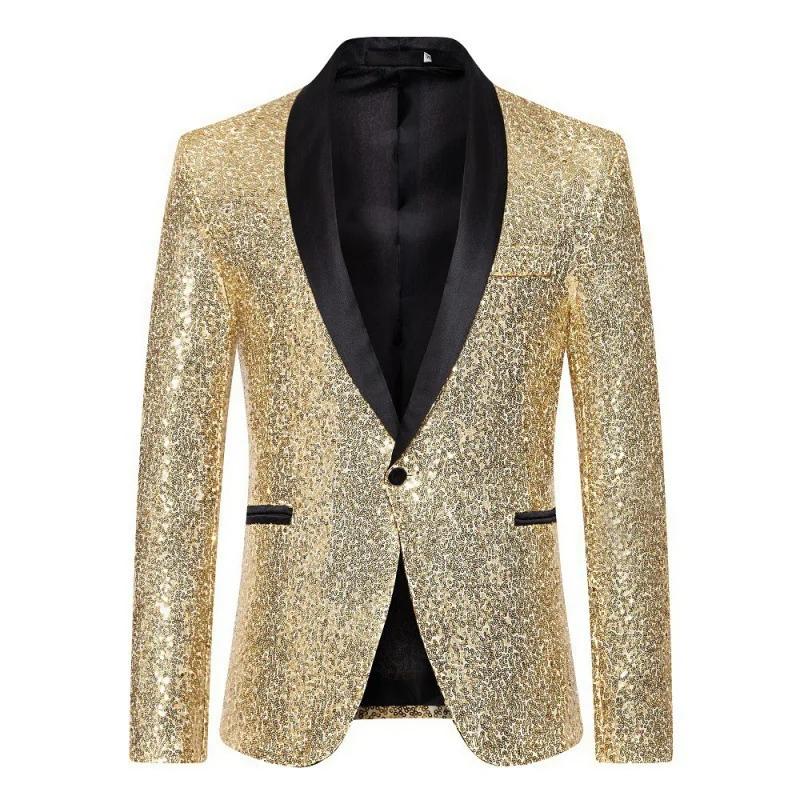 Blazer homme KIDWHXR à col rabattu, couleur contrastante, sequins, veste de costume pour homme, manc