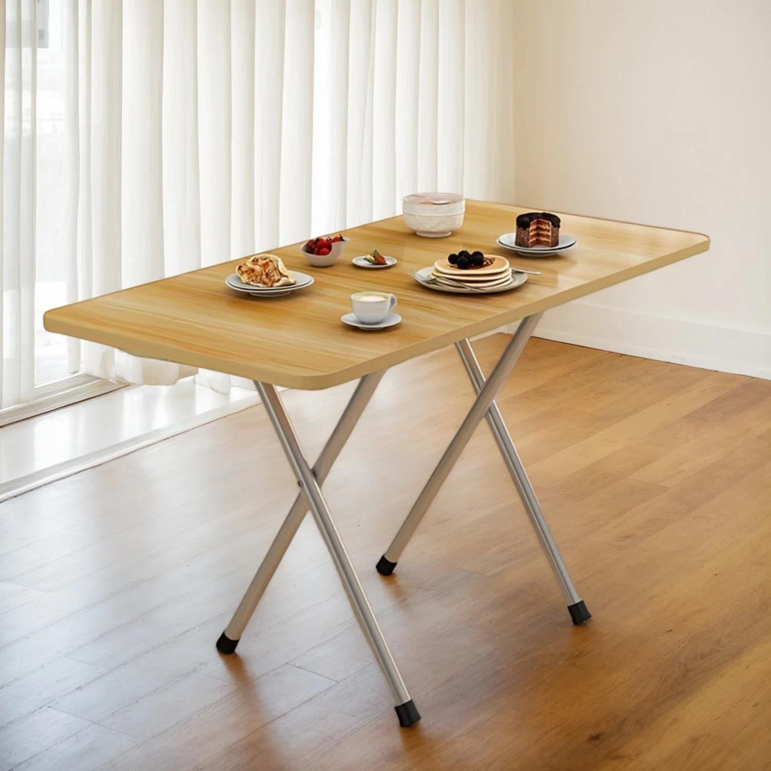 Table pliante compacte et durable - Bois dur haute densité, structure métallique, sans alimentation 