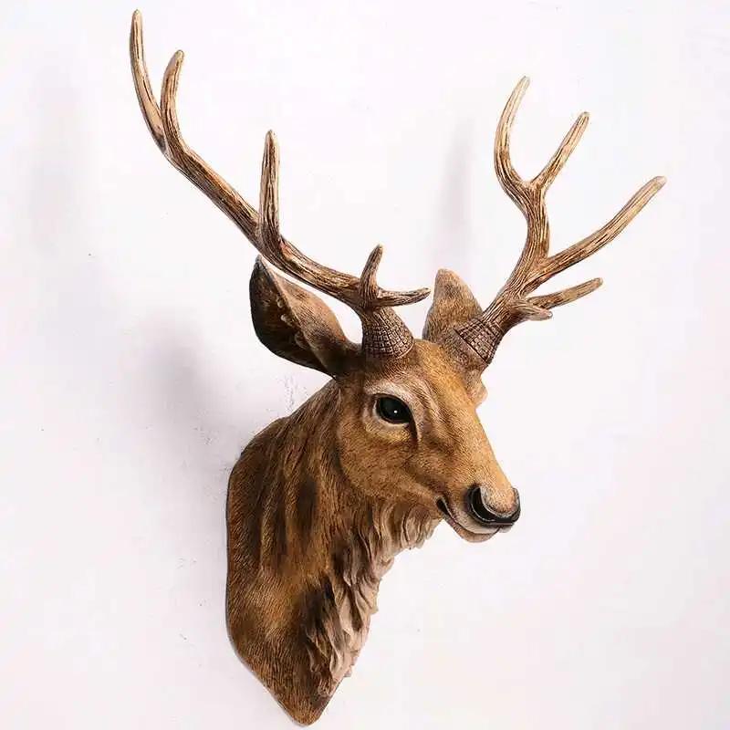 Faux tête de cerf 17 pouces, fausse tête d'animal, décoration murale faite à la main, décor de ferme