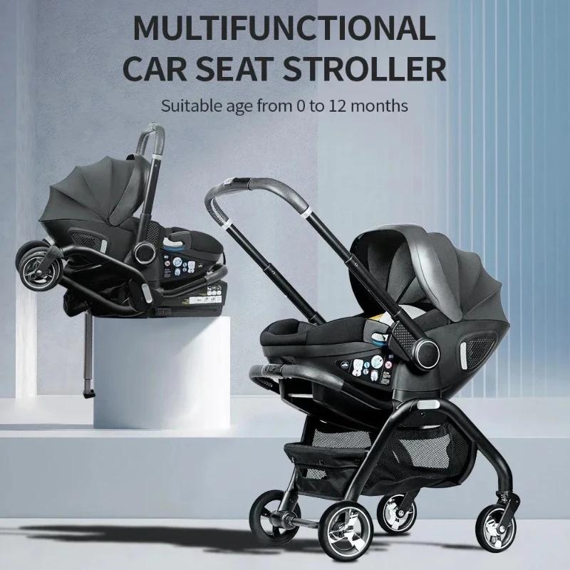 Poussette bébé 4-en-1 avec base ISOFIX, expédiée depuis l'UE, légère, portable, pour nouveau-né, 15 