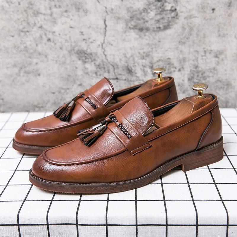 Mocassins décontractés pointus pour hommes, chaussures à franges ald-on, l'offre elles de boeuf, cha