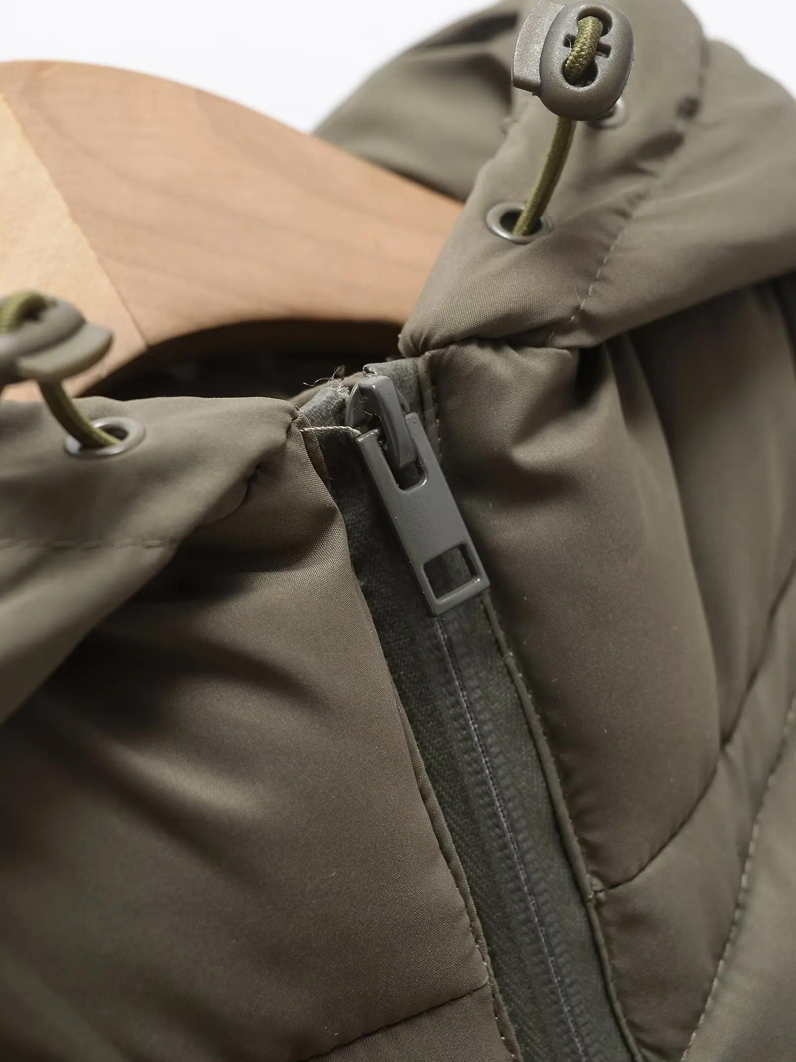2025 automne hiver femmes élégant Patchwork à capuche Air coton vestes dame mode armée vert chaud mi