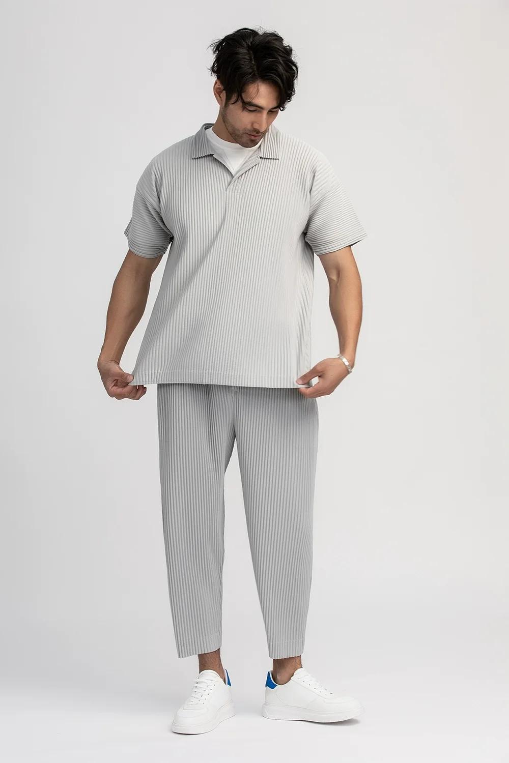 Miyake pantalon plissé solide pantalon conique pantalon crayon quatre saisons bas décontracté japona