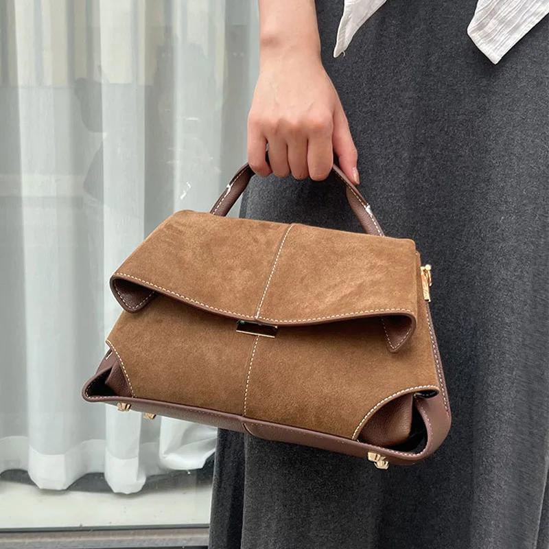 Sac à main de marque Vintage en daim haut de gamme, sac à bandoulière/à bandoulière tendance à rabat