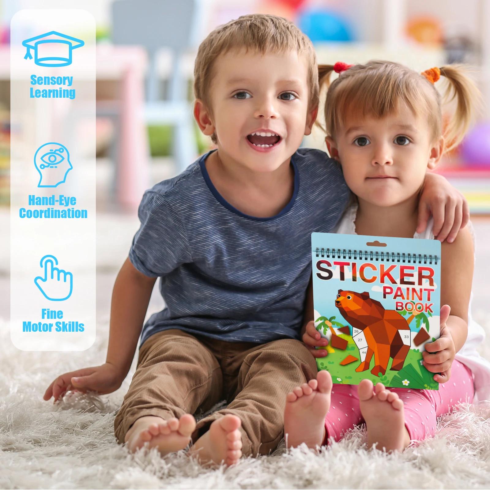 Livre d'autocollants artisanaux pour enfants âgés de 4 à 8 ans, autocollant par numéros pour jeux de