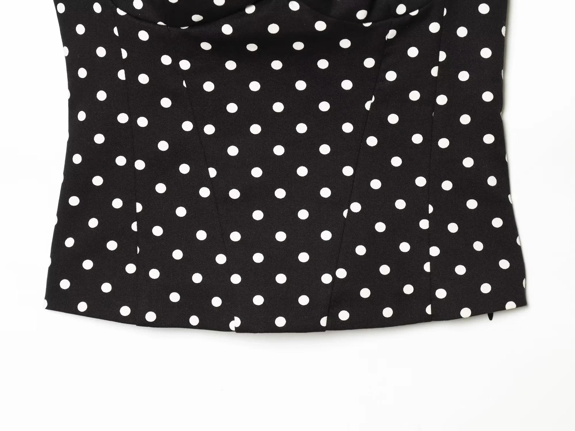 KONDALA Sexy Y2K Girl Halter Tops Corset Slim Polka Dot Print Short Tops Fashion 2026 Spring Summer 