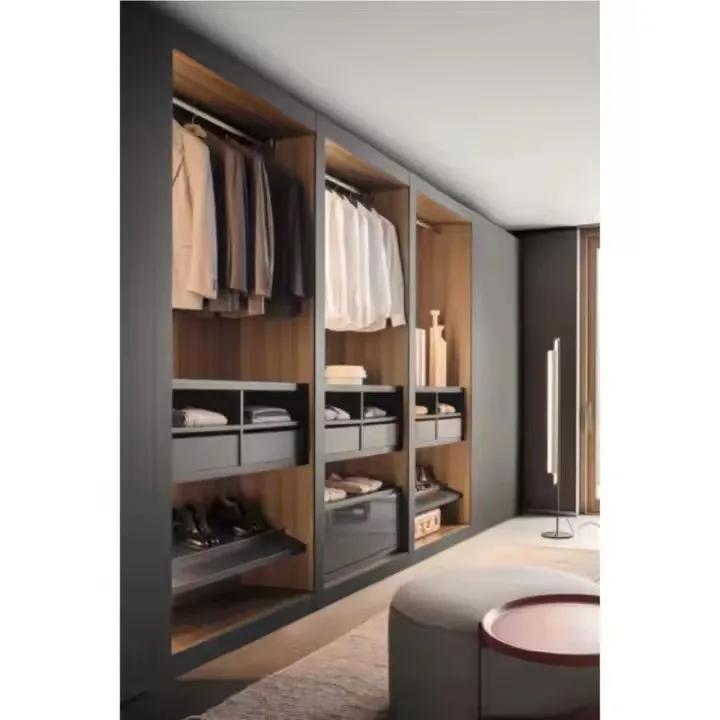 Système de dressing moderne sur mesure, design de garde-robe en bois pour mobilier de dressing