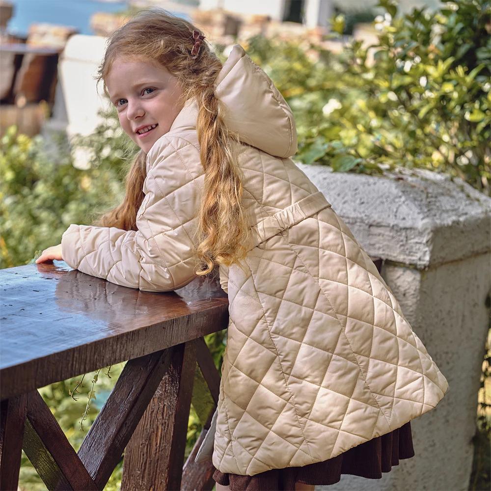 Dave Bella filles velours manteau hiver automne enfants épais chaud veste décontracté à capuche impe