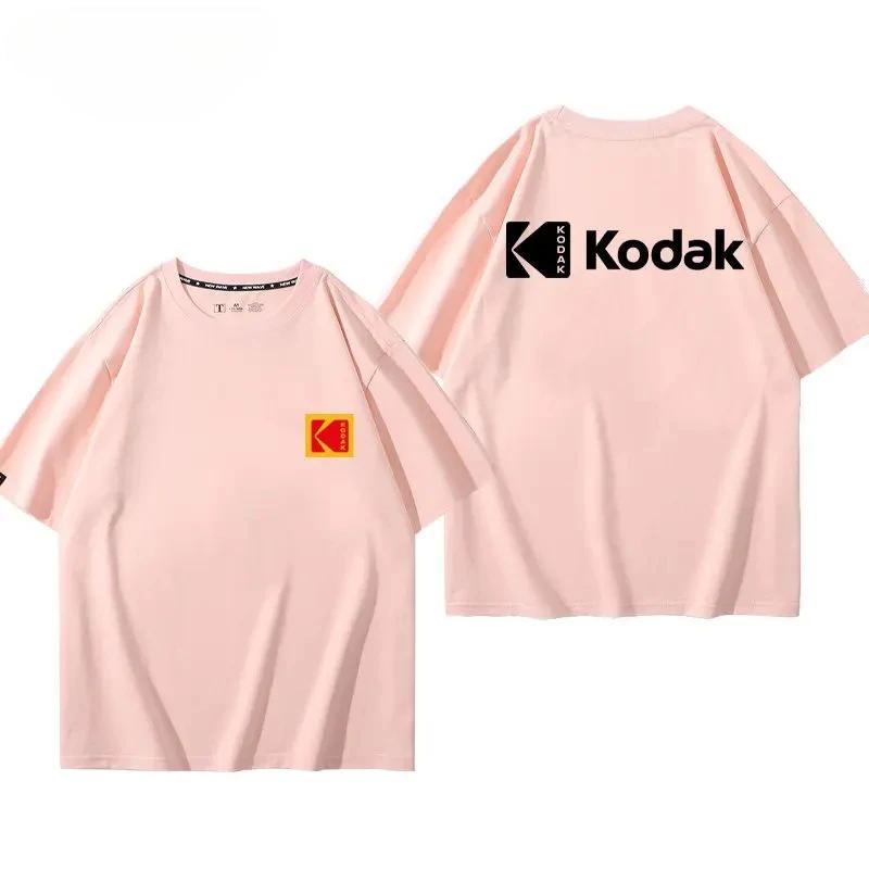T-shirt Homme Tendance 2026 Kodak en Coton Imprimé Style Rétro pour Loisirs Décontractés et Streetwe