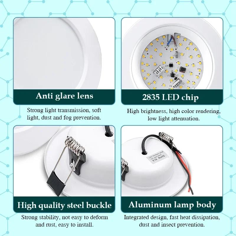 Lot de 10 spots LED encastrables blancs 5W 9W 12W 15W 18W, plafonnier LED rond DC 12V 24V AC 110V 22