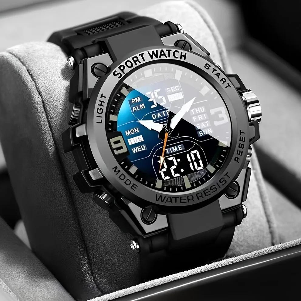 Montre de sport numérique pour hommes, réveil, chronométrage, fonction date, boîtier en alliage, par