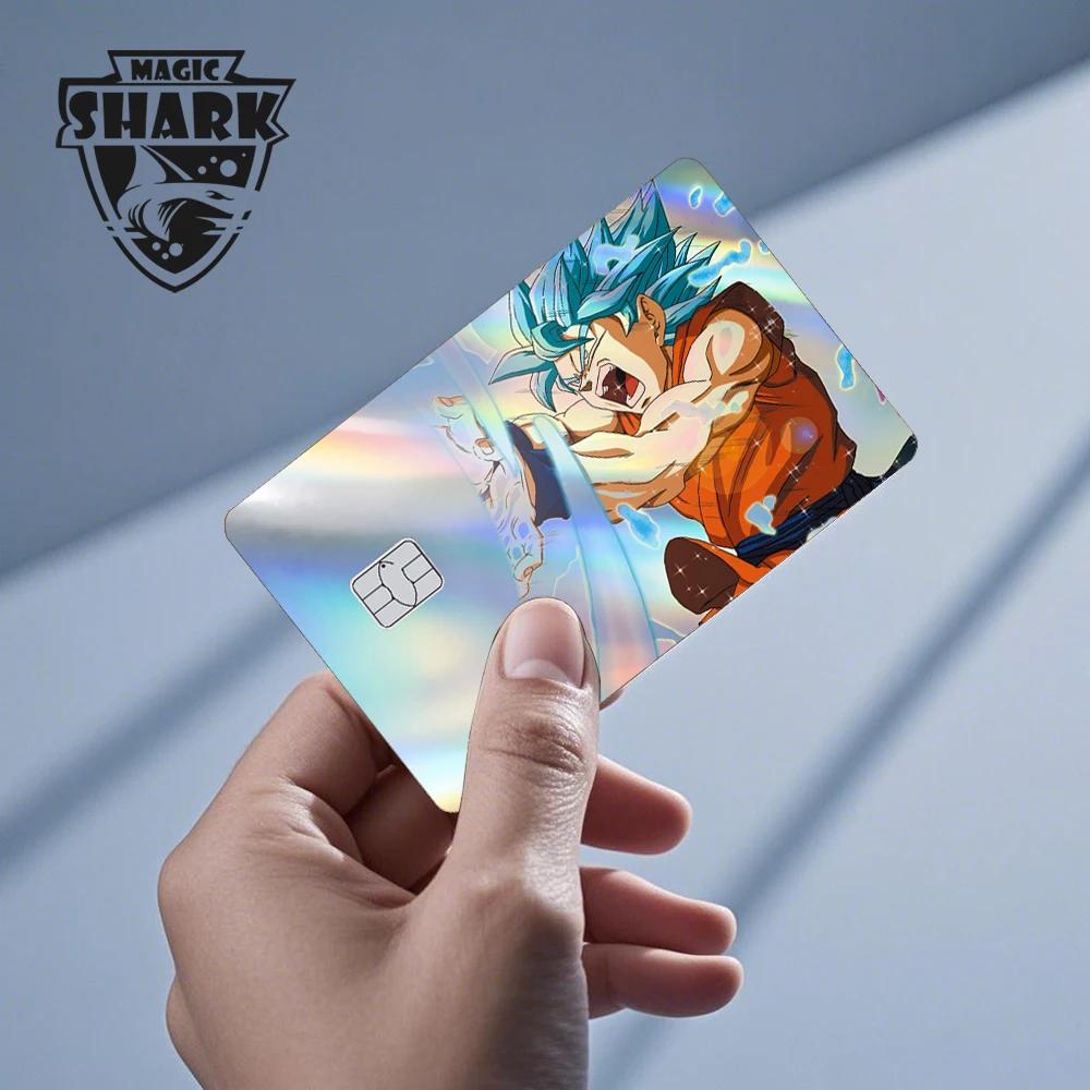 Magic Shark Goku végéta Cool brillant holographique Laser carte de crédit débito autocollant Film co
