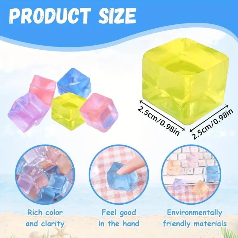 15 pièces Mini glaçon jouets spongieux libérer le Stress Transparent petit bloc de glace pincement e