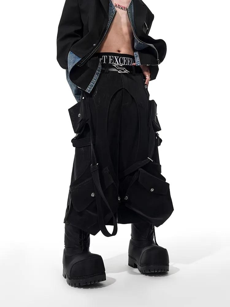 Mauroicardi printemps été Cool noir Cargo Shorts pour hommes taille haute genou longueur pantalon dr