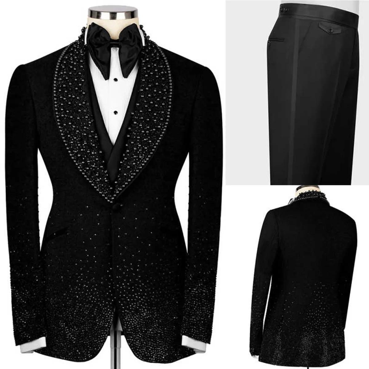 Costumes pour hommes personnalisés avec strass, ensembles 2 pièces, blazer de bal pour homme à rever