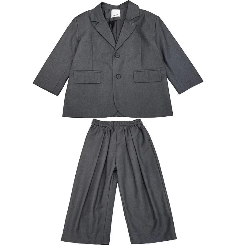 Ensembles de blazers décontractés pour garçons, veste et pantalon gris adt, uniformes de mariage tre