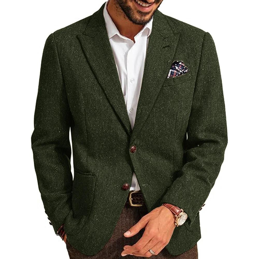 Hommes costume Blazer motif à chevrons simple boutonnage coupe ajustée élégant confortable travail d