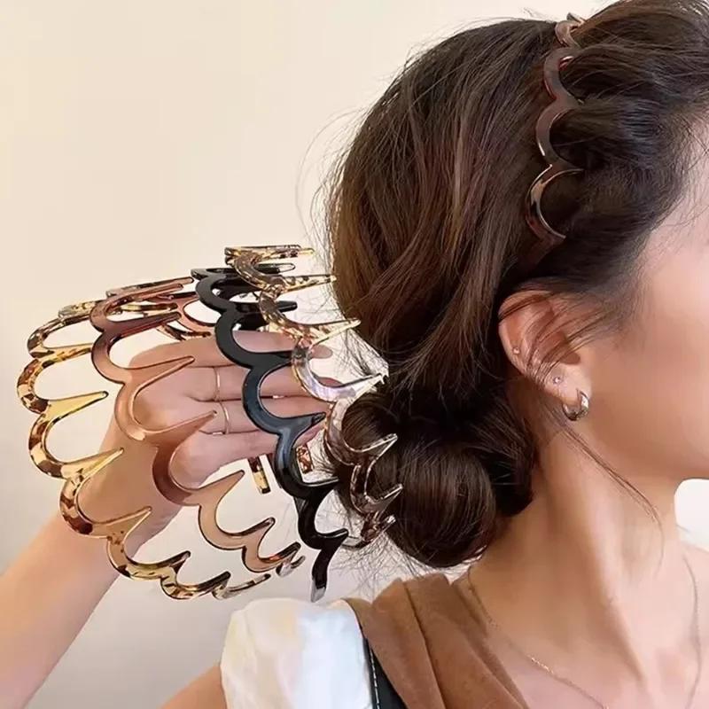 Peigne à cheveux en forme de U pour femmes coréennes, bande de sauna coordonnante, cerceaux en plast