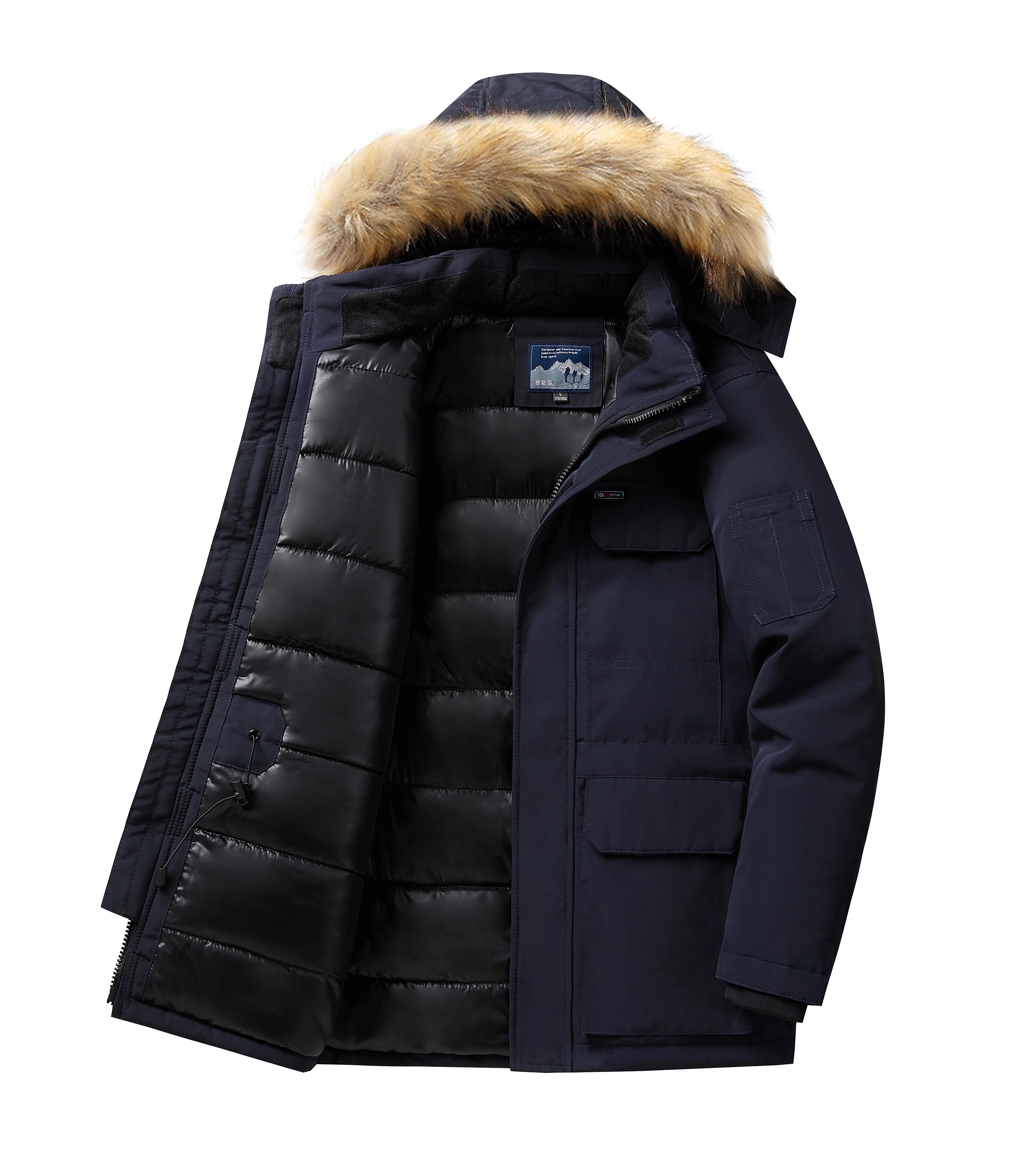 -30 degrés hiver doudoune hommes vers le bas coton Parkas manteau mi-long grand col de fourrure mâle