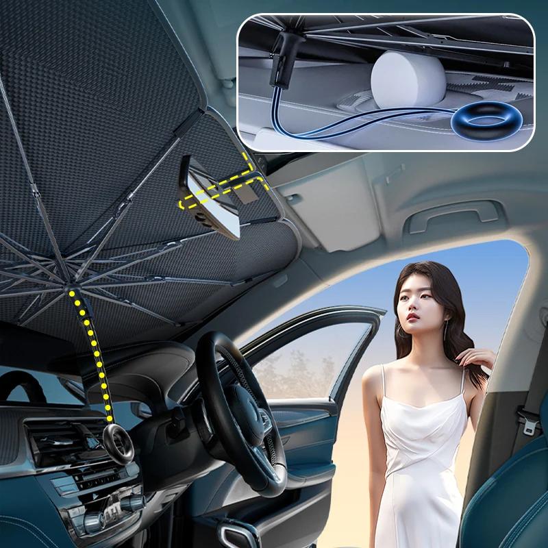 Parasol pare-soleil avant de voiture avec anneau de traction, protection pare-brise, visière solaire