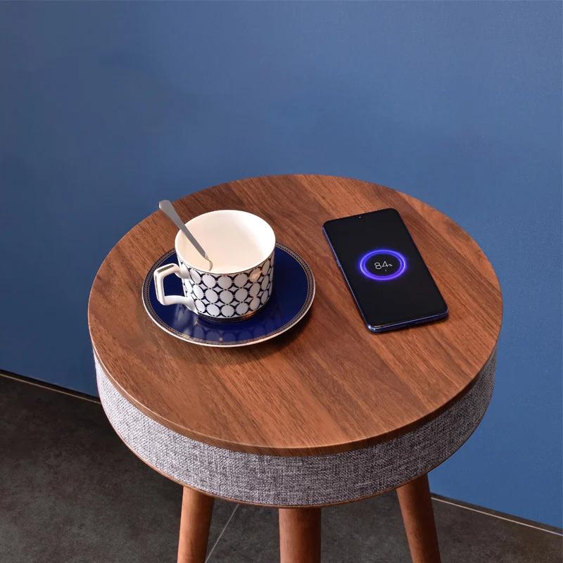 Table basse intelligente créative avec haut-parleur HIFI Bluetooth, chargement sans fil, Style nordi