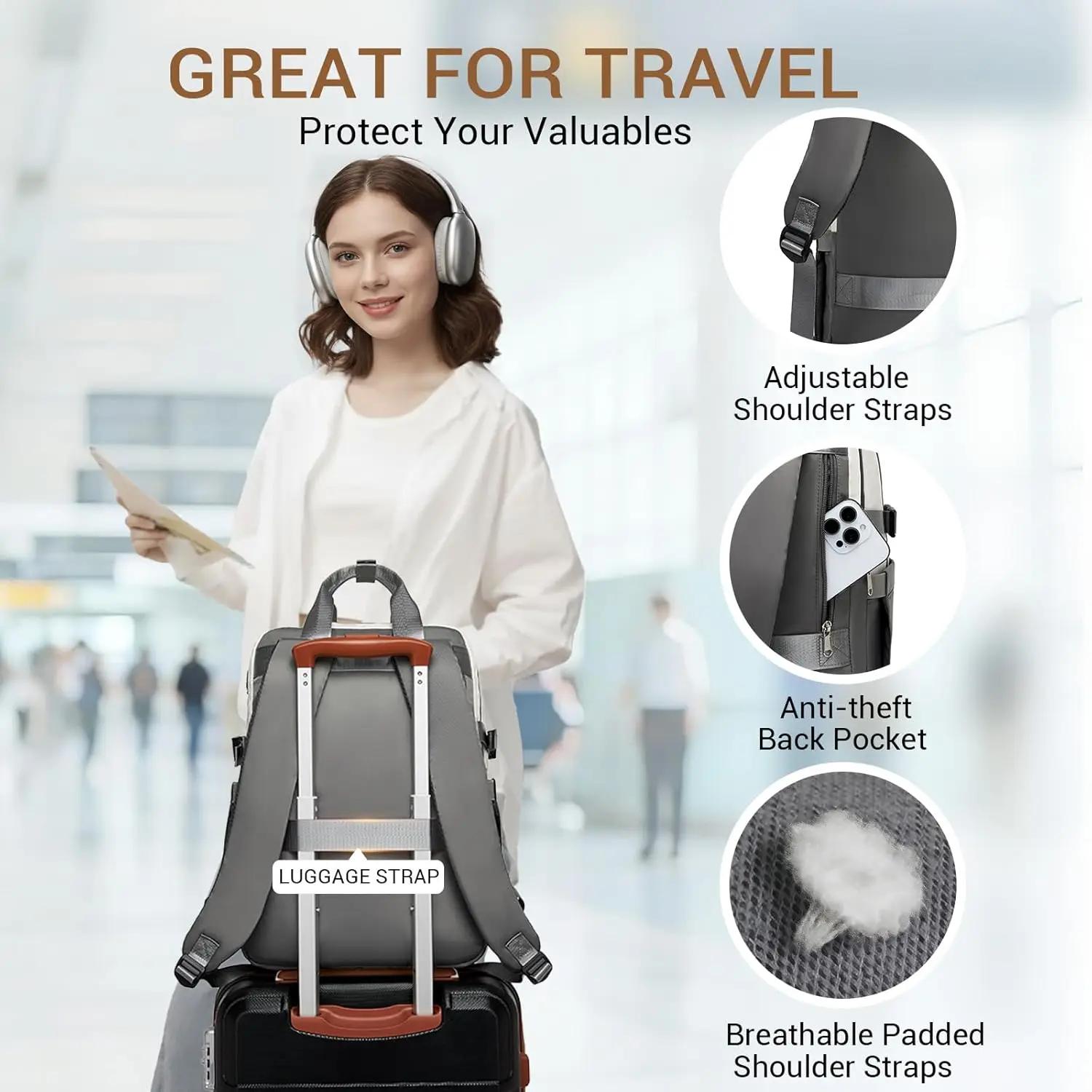 Sac à dos pour ordinateur portable KONO 15,6 pouces, léger, imperméable, antivol, avec poche frontal