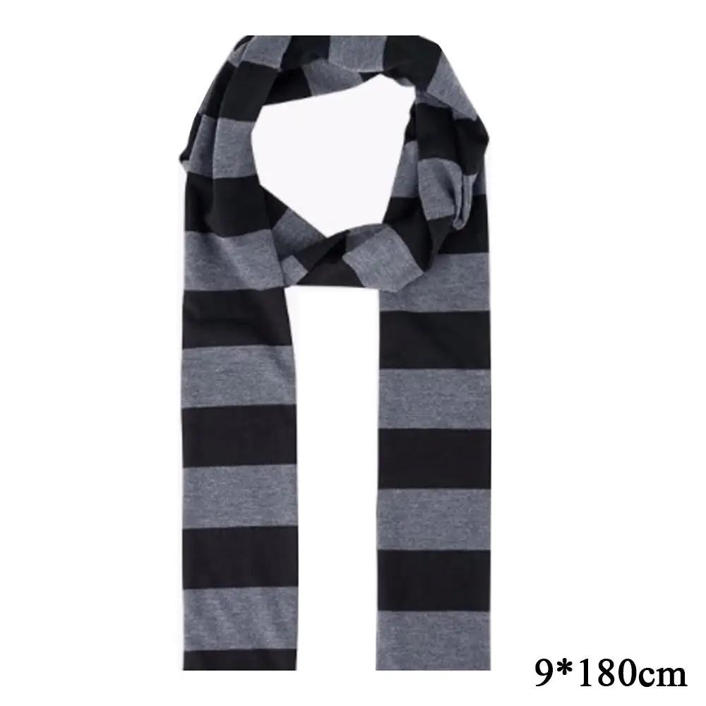 Y2K noir gris rayé écharpe pour femmes coton longue écharpe tour de cou écharpe Punk maigre mince co