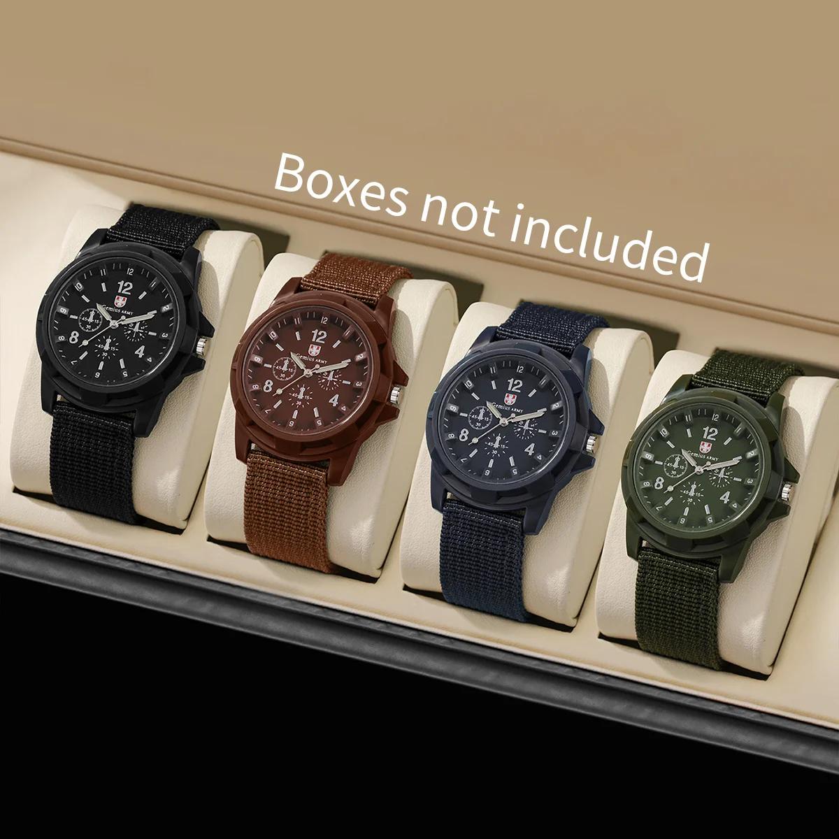 4 pièces hommes montres militaires ensemble Sport décontracté montre à Quartz bracelet en Nylon mâle