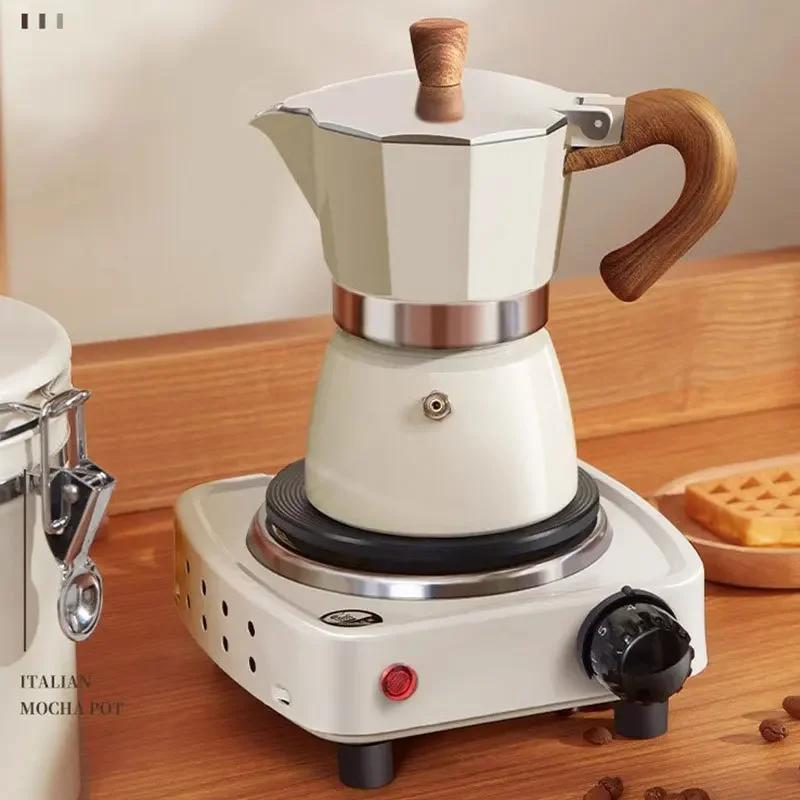 Machine à expresso Vintage avec manche en bois, Pot Moka de 150ml 300ml, outils de café italien clas