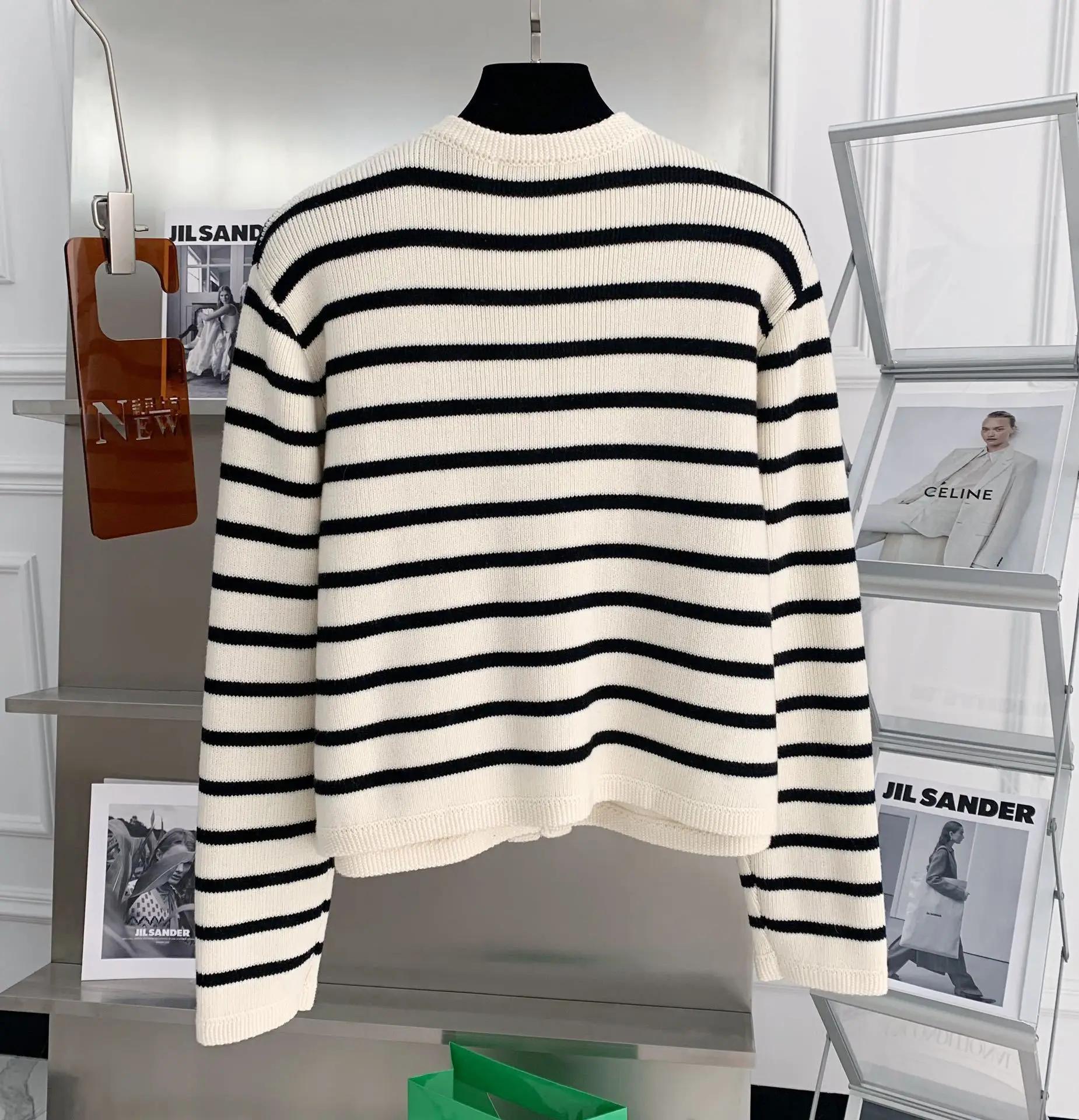 Cardigan à Rayures pour Femme, Col Rond, Simple Boutonnage, Manches sulf, Crop, Y-Fashion, Décontrac