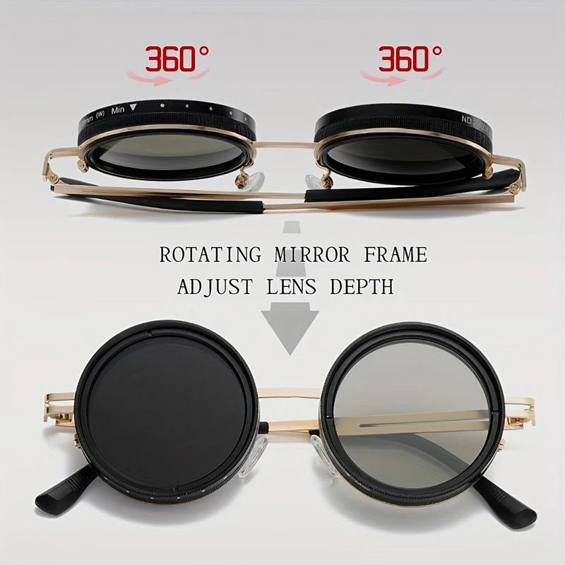 SHAUNA rétro métal rond Punk ND9 niveaux réglable gradation lunettes de soleil femmes polarisées UV4