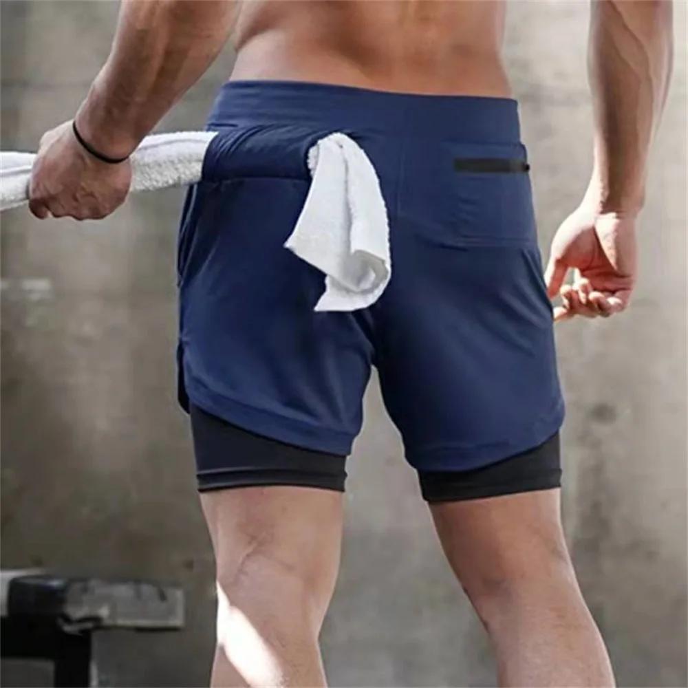 Short de sport pour hommes, Jogging, course à pied, respirant, exercice de Fitness, chemise Double c