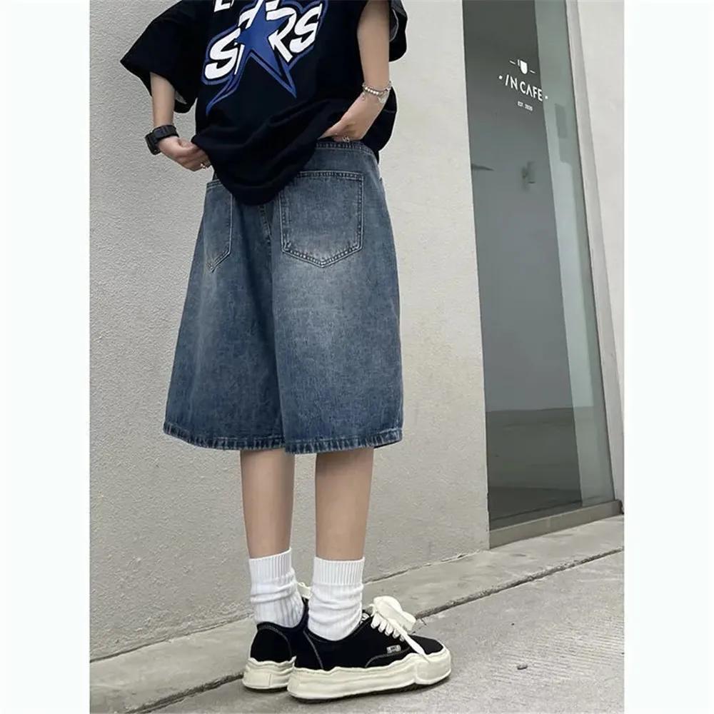 Y2K Baggy avec ceinture Jean Shorts Vintage jambe large Denim Shorts américain Streetwear décontract