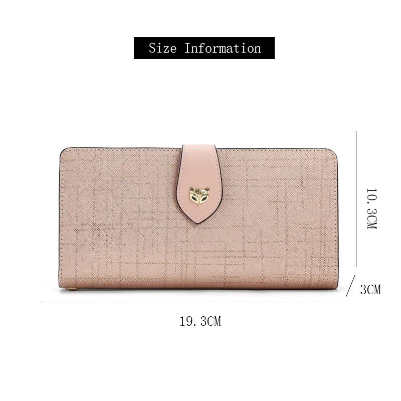 FOXER Portefeuille long de luxe pour femme en cuir fendu, élégant porte-cartes, pochette multi-carte