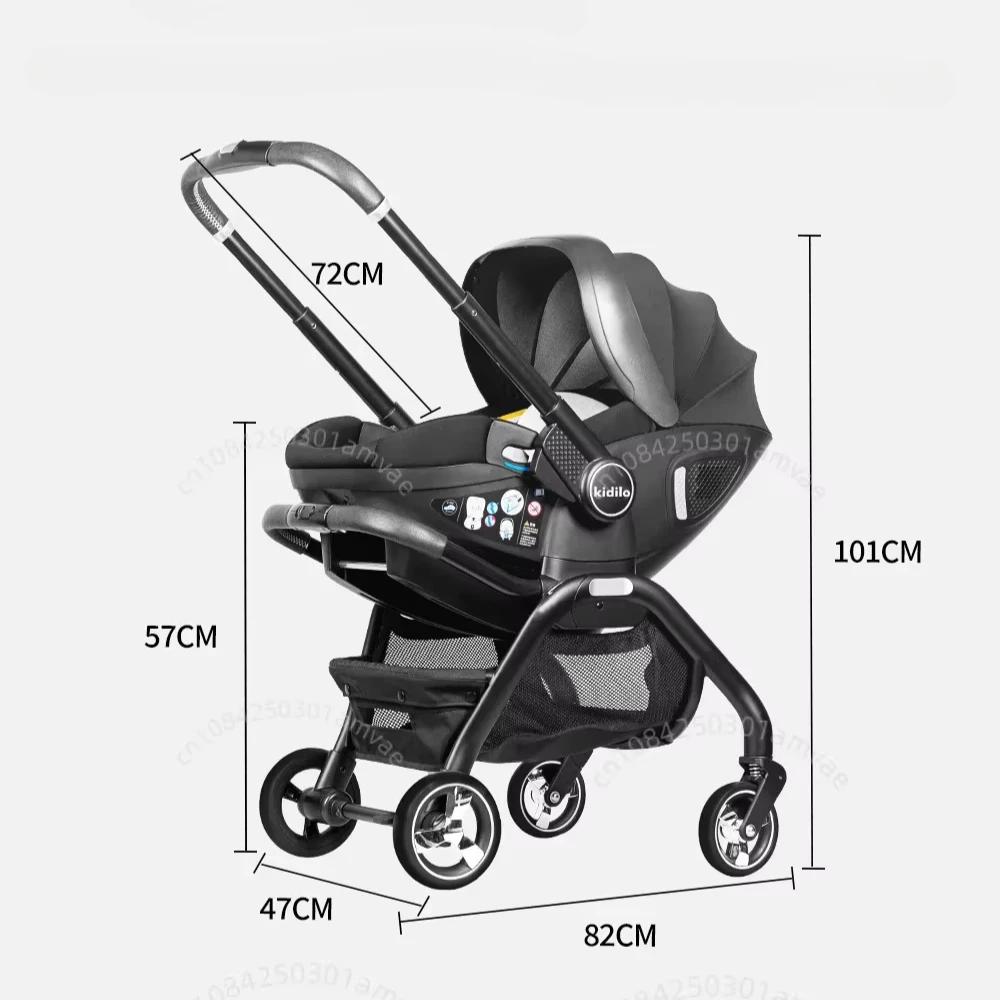 Poussette Portable 3 en 1 pour Bébé, mir de Couchage pour Nouveau-Né, Siège Auto Multifonction pour 