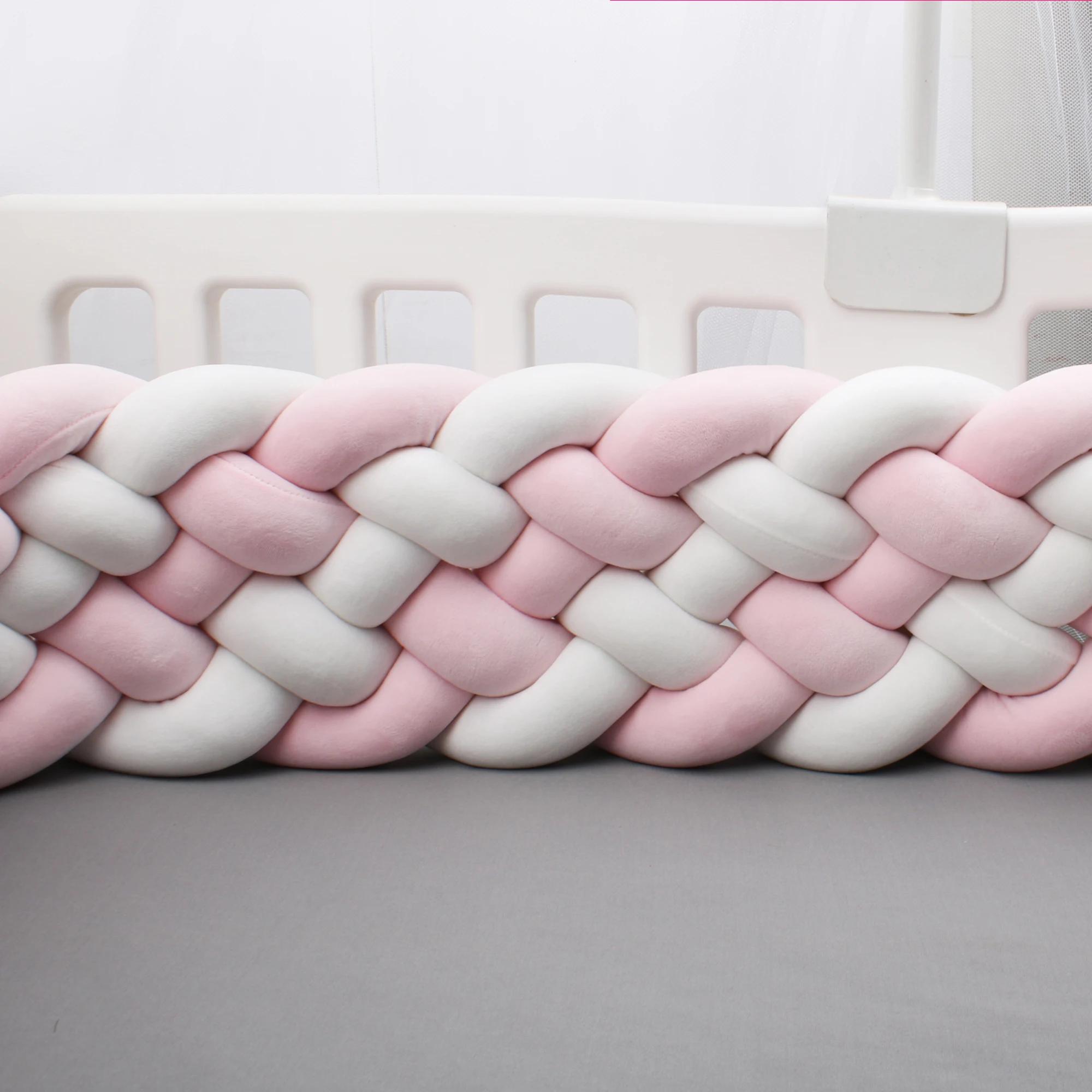 Pare-chocs de lit de bébé de 200cm, oreiller de noeud de tresse, coussin pour la protection de Cpull