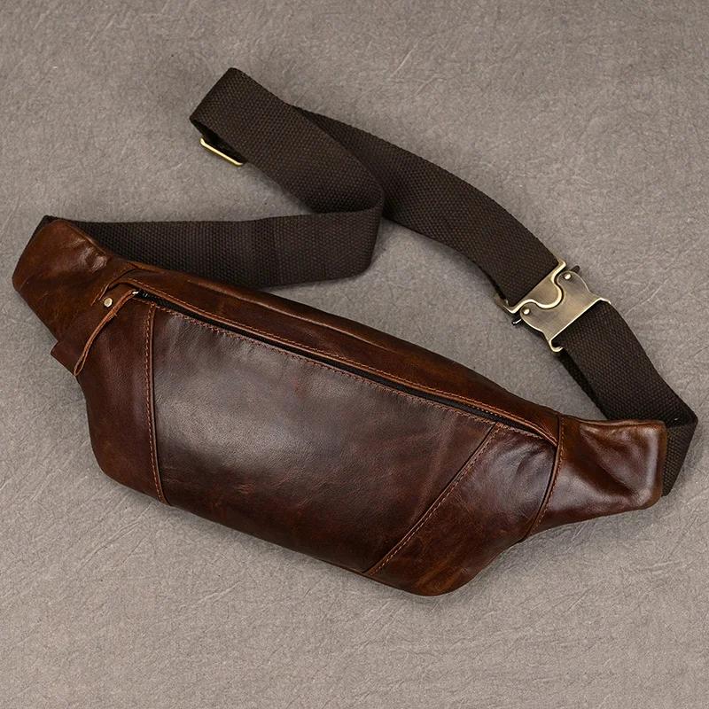 Sacs de poitrine en cuir pour hommes, sac à bandoulière lancé pour homme, sac de taille masculin, sa