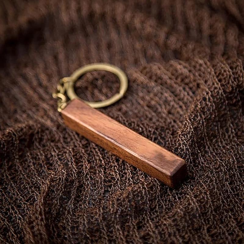 Porte-clés en noyer vierge en bois, 5 pièces, avec bracelet en cuir, porte-clés en bois inachevé pou