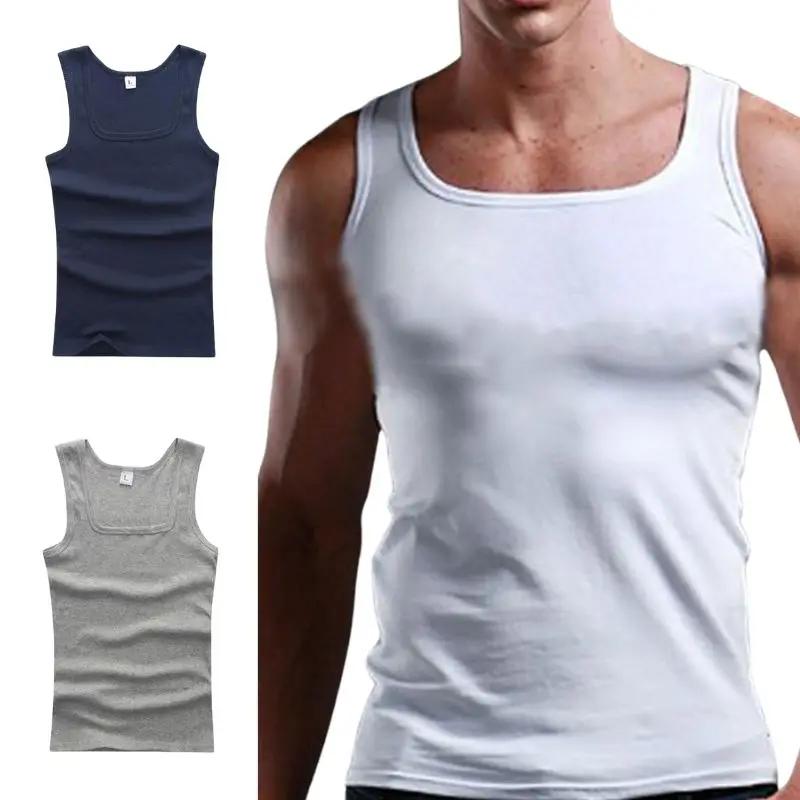 Été solide col carré débardeur coton noir blanc gris femmes hommes grande taille vêtements débardeur