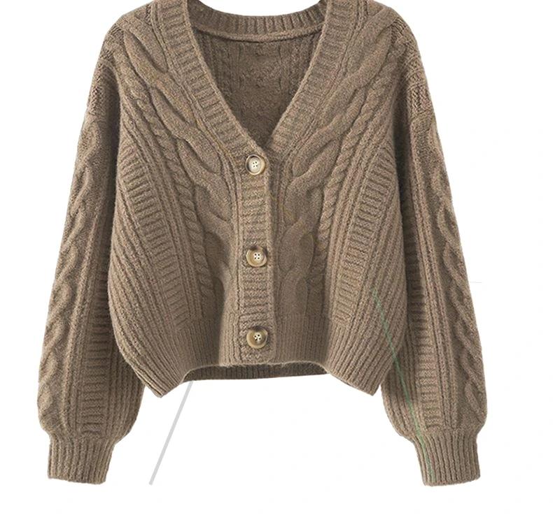 Automne hiver mode Cardigan pull femmes tricoté manteaux femme solide à manches longues décontracté 
