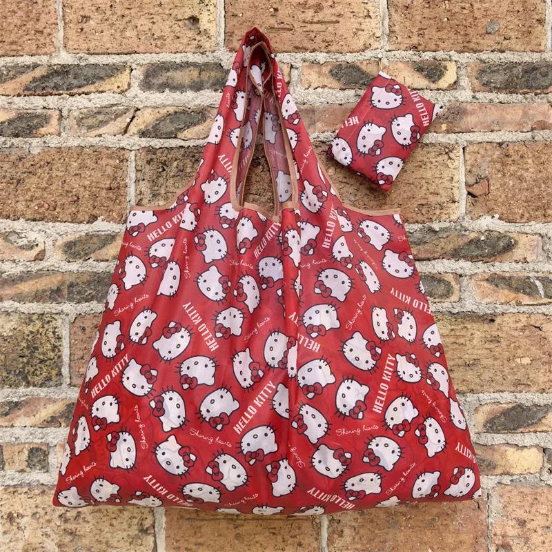 Nouveau sac de courses pliable portable Hello Kitty, grand sac écologique, grand sac à provisions, s