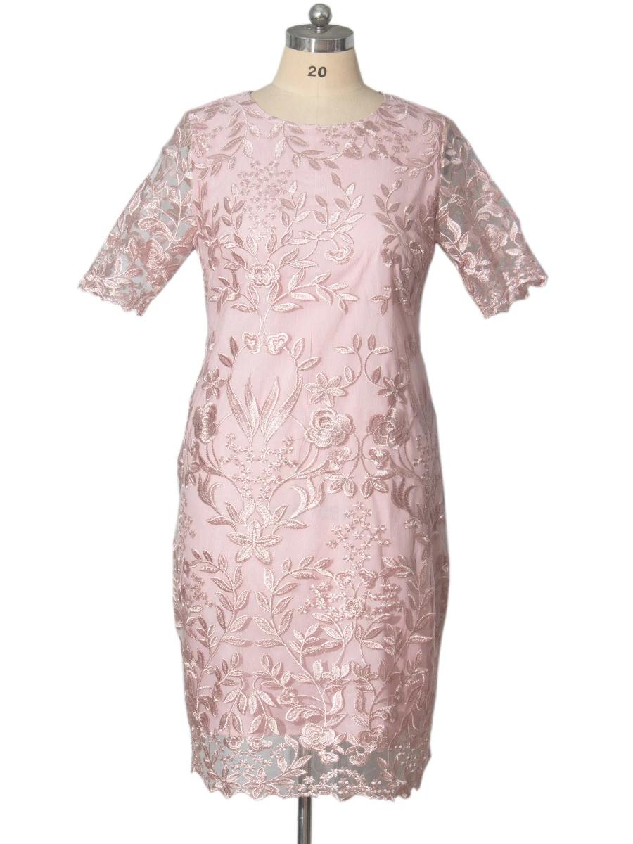 Robes d'été grande taille 4xl 5xl pour invités de mariage, manches courtes, dentelle florale, élégan