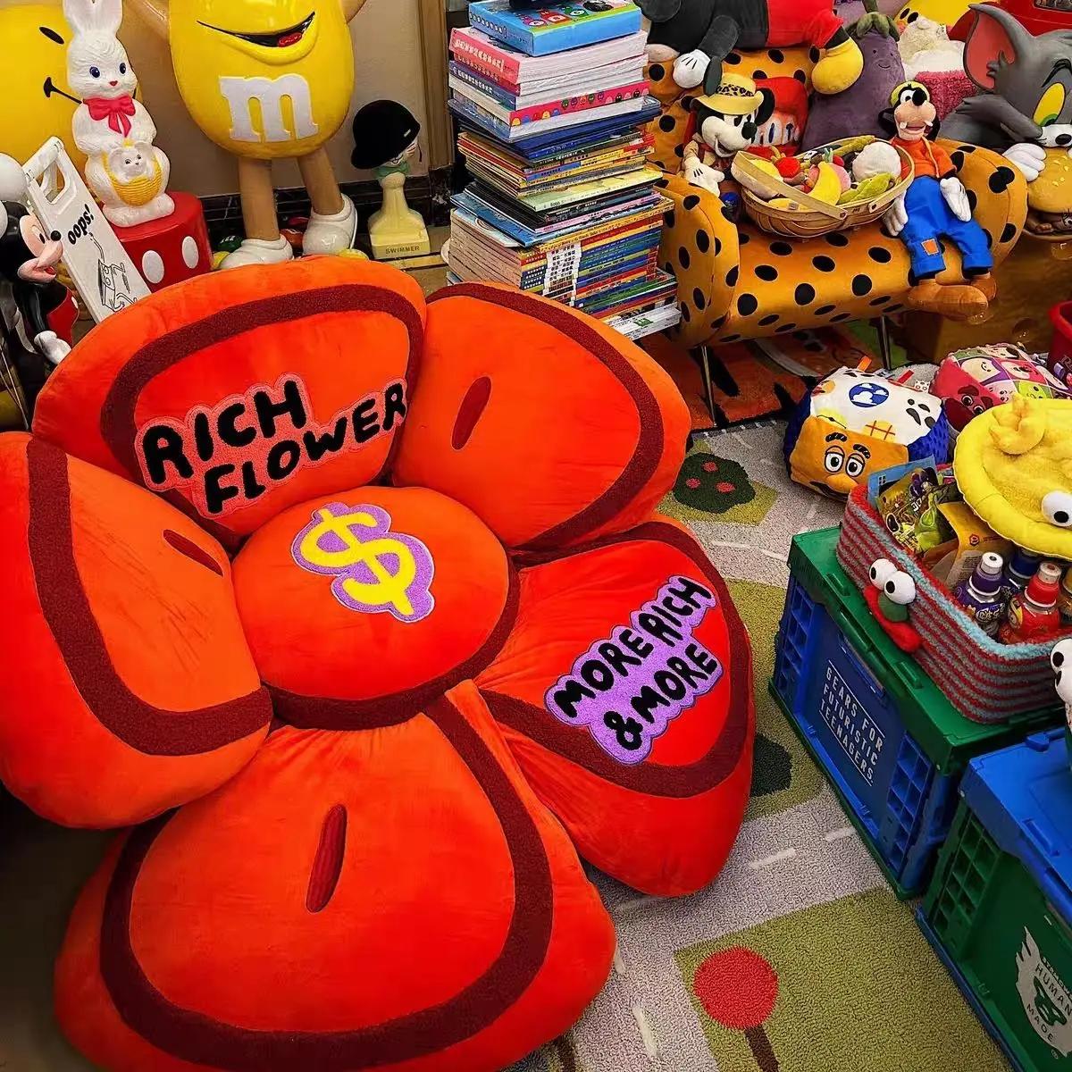 Grand canapé paresseux à fleurs riches, avec support, Design de pétales réglables, siège de chambre 