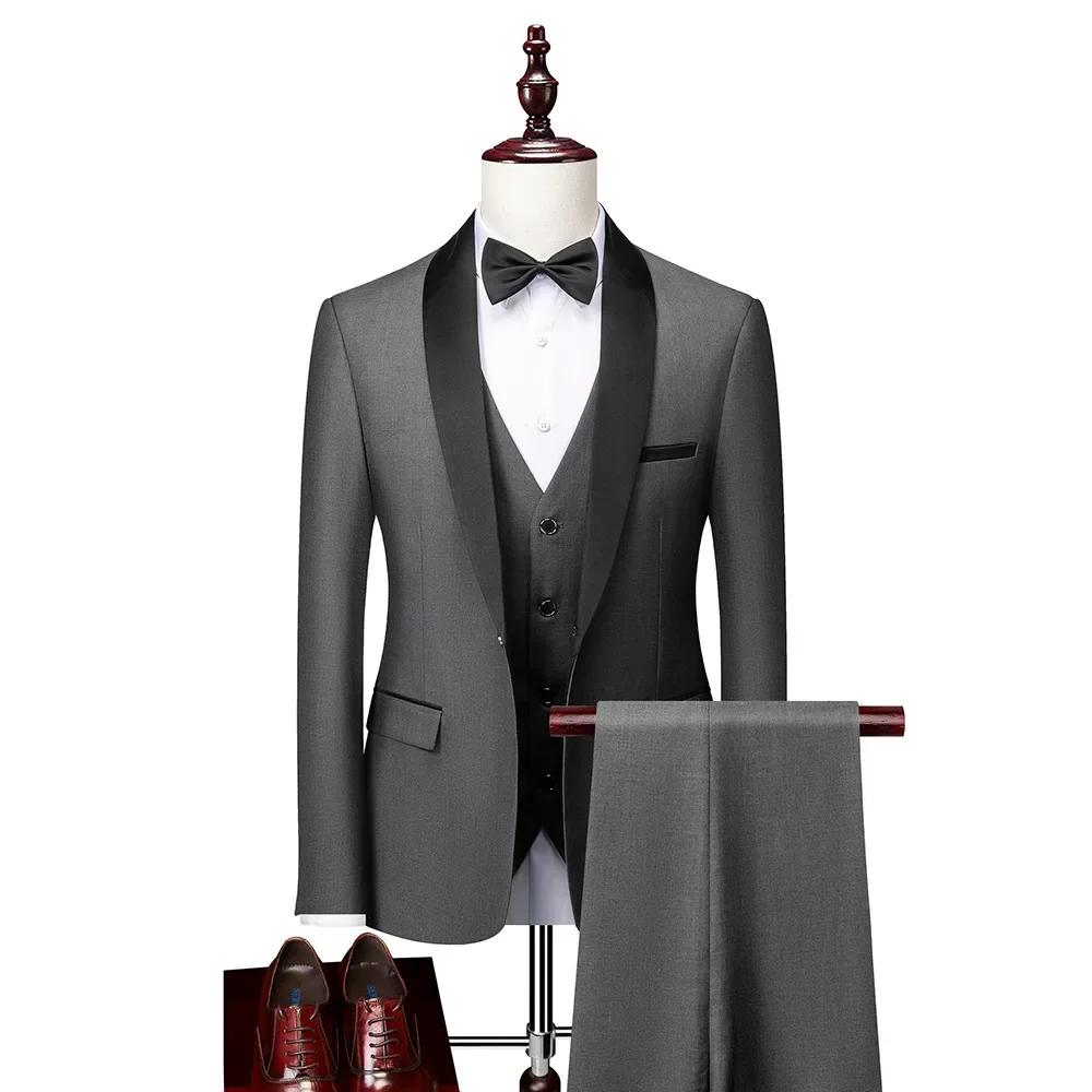 3 pièces costume veste gilet pantalon/mode hommes décontracté de haute qualité affaires mince marié 