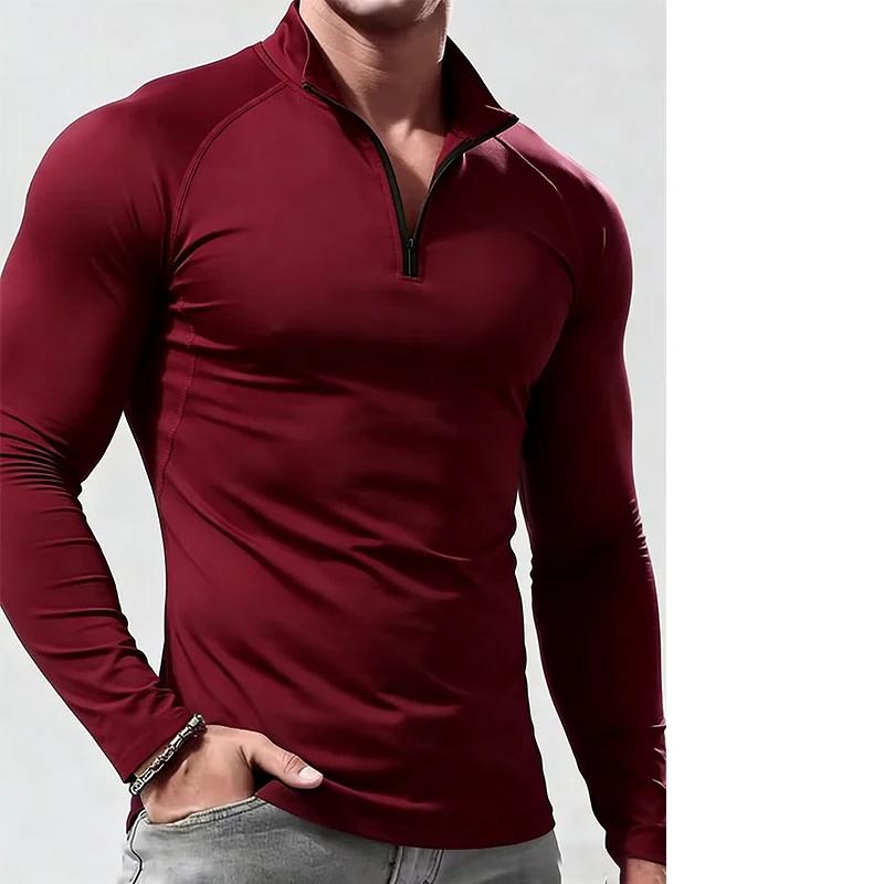 T-shirt à manches longues pour homme, vêtements de sport de compression, t-shirt pour homme, hauts é