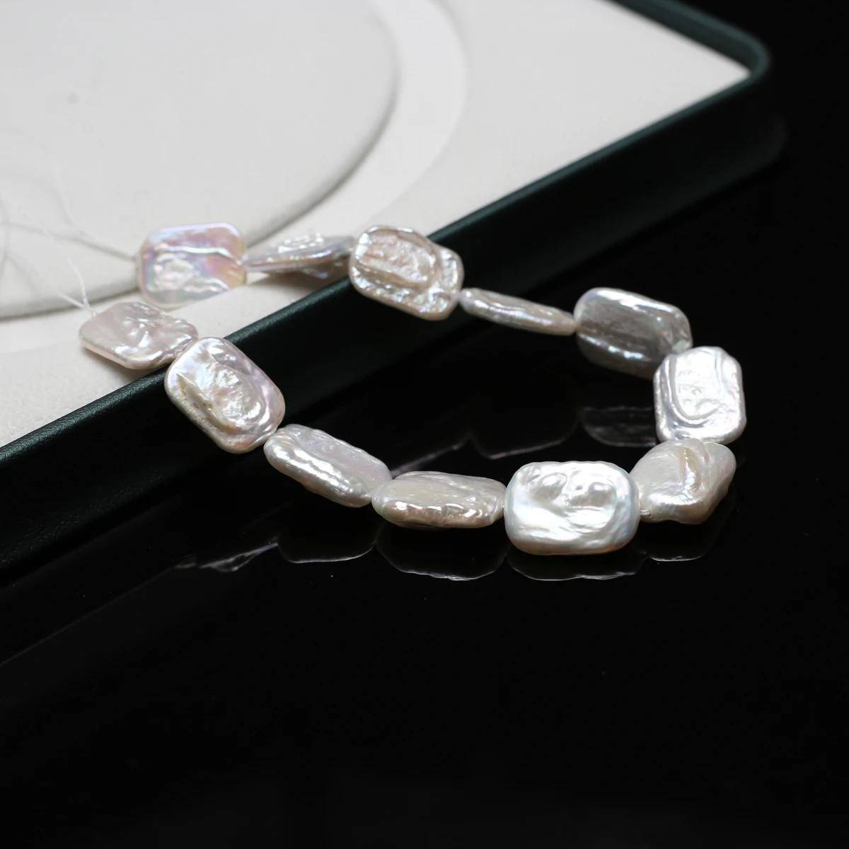 Perles rectangulaires 12x16mm, 18cm, fil de perles d'eau douce naturelles pour la fabrication de bij