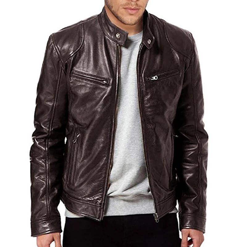 2024 vestes de moto en cuir homme décontracté mode moto manteau coupe ajustée revers vestes en polyu